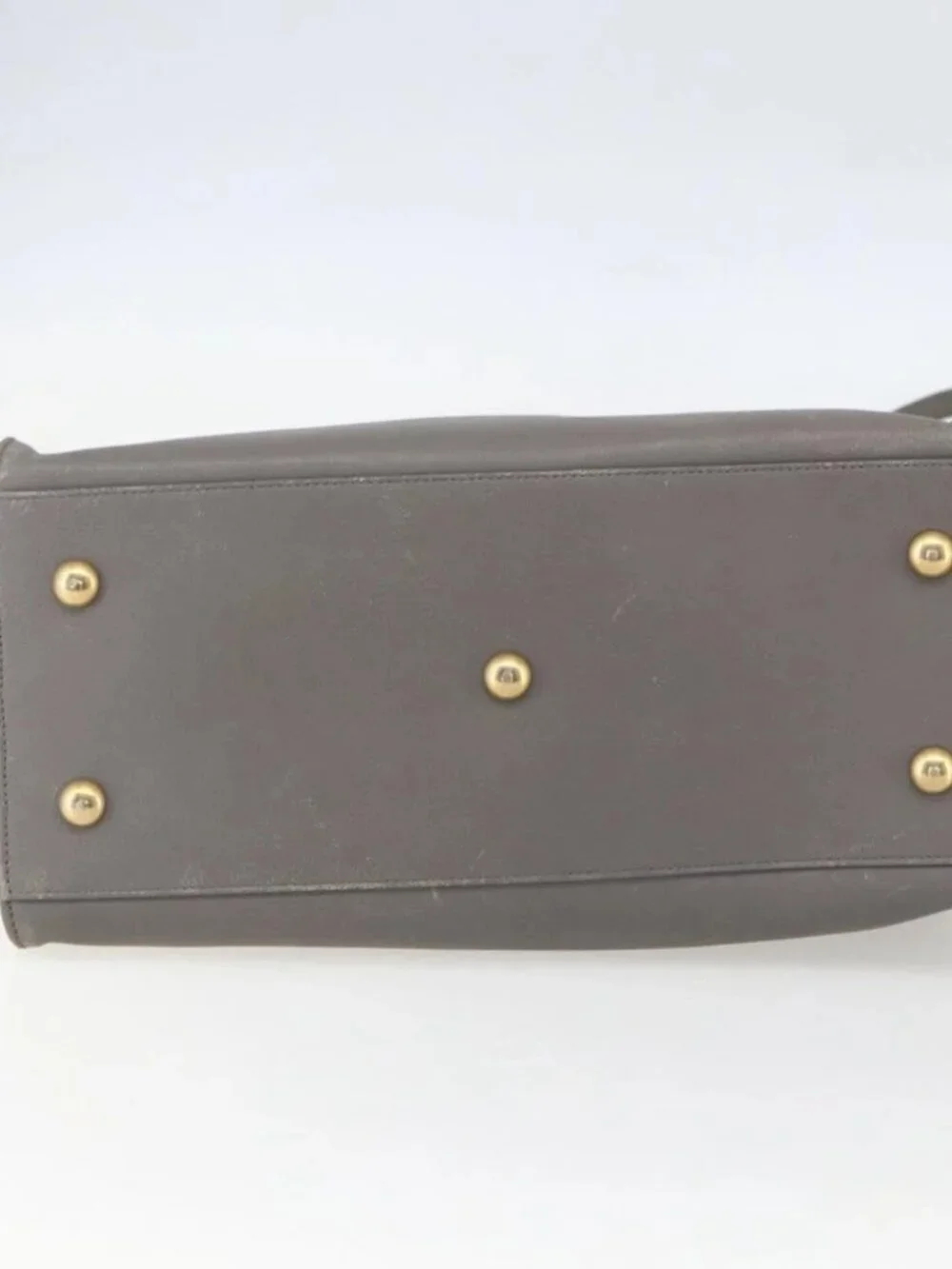 SAINT LAURENT Petit Cabas Hand Bag Leather 2way Gray Gold Auth - Picture 5 of 15